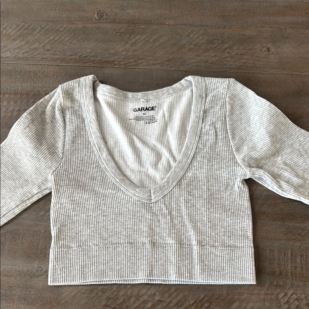 Garage Gray Ribbed Crop Top
